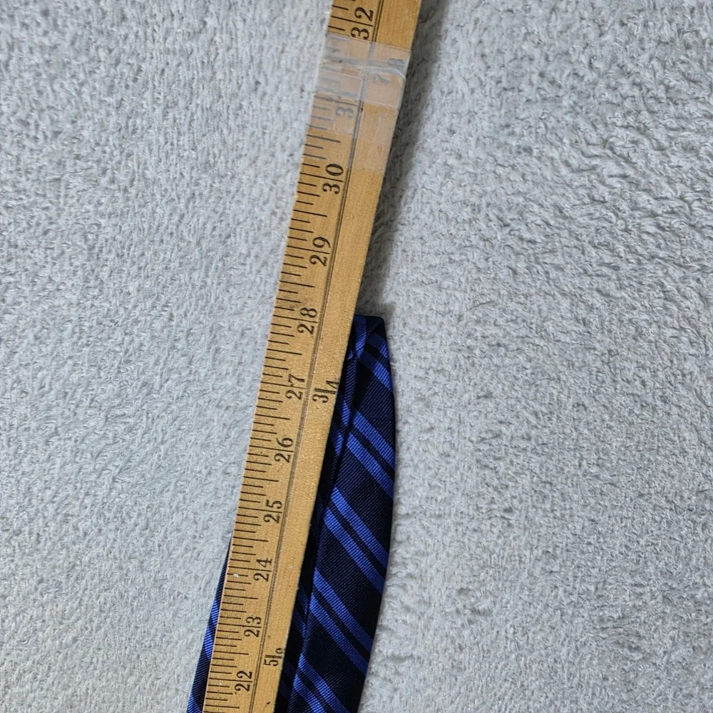 Lauren Ralph‎ Lauren Necktie Mens One Size Blue Striped Silk Hand Finished USA